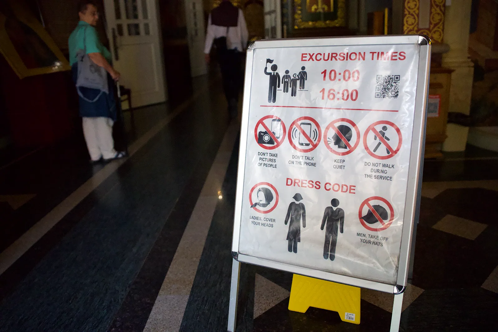 Visitor information at Ascension Cathedral in Almaty
