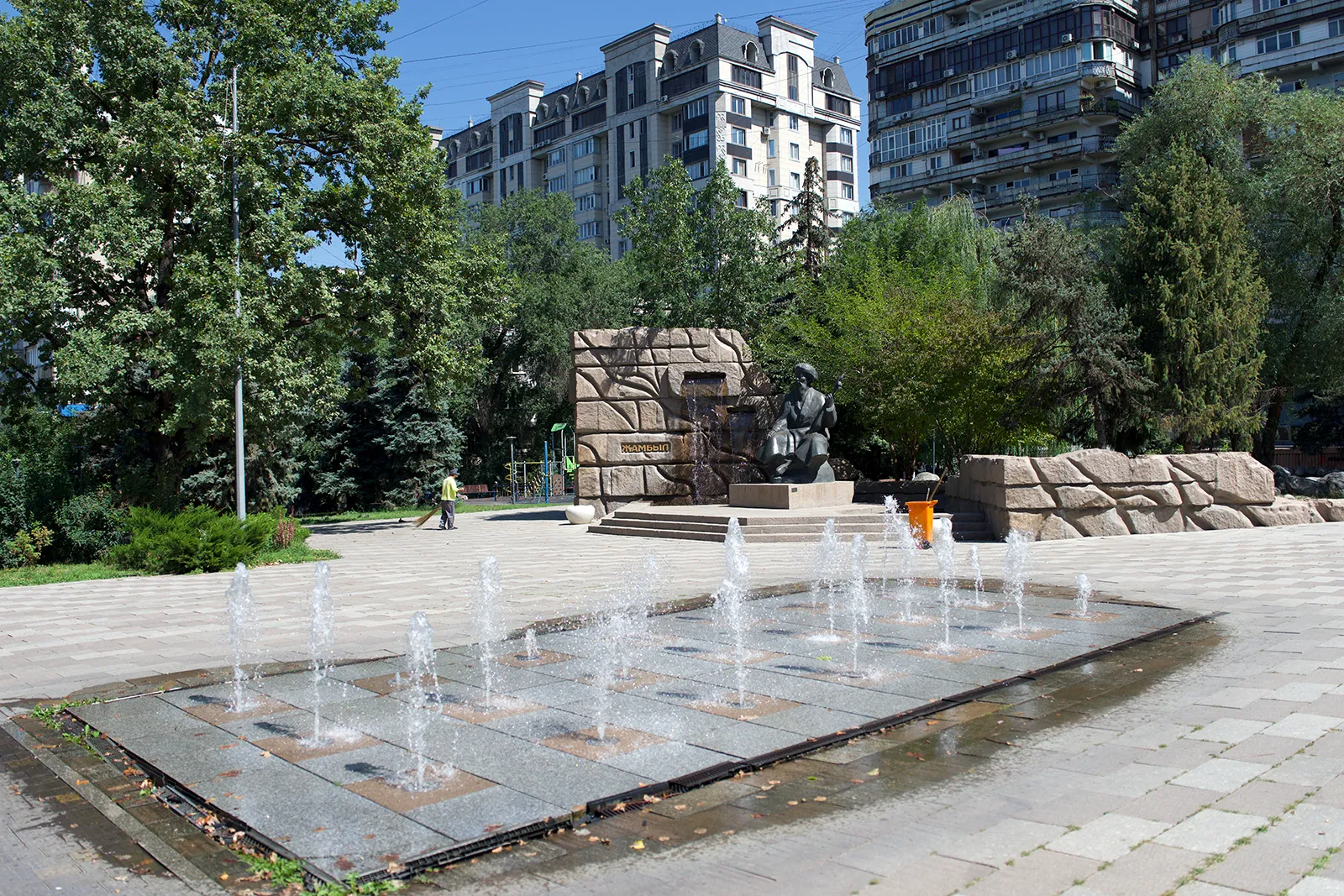 Monument to Zhambyl Zhabayev on Dostyk Avenue in Almaty
