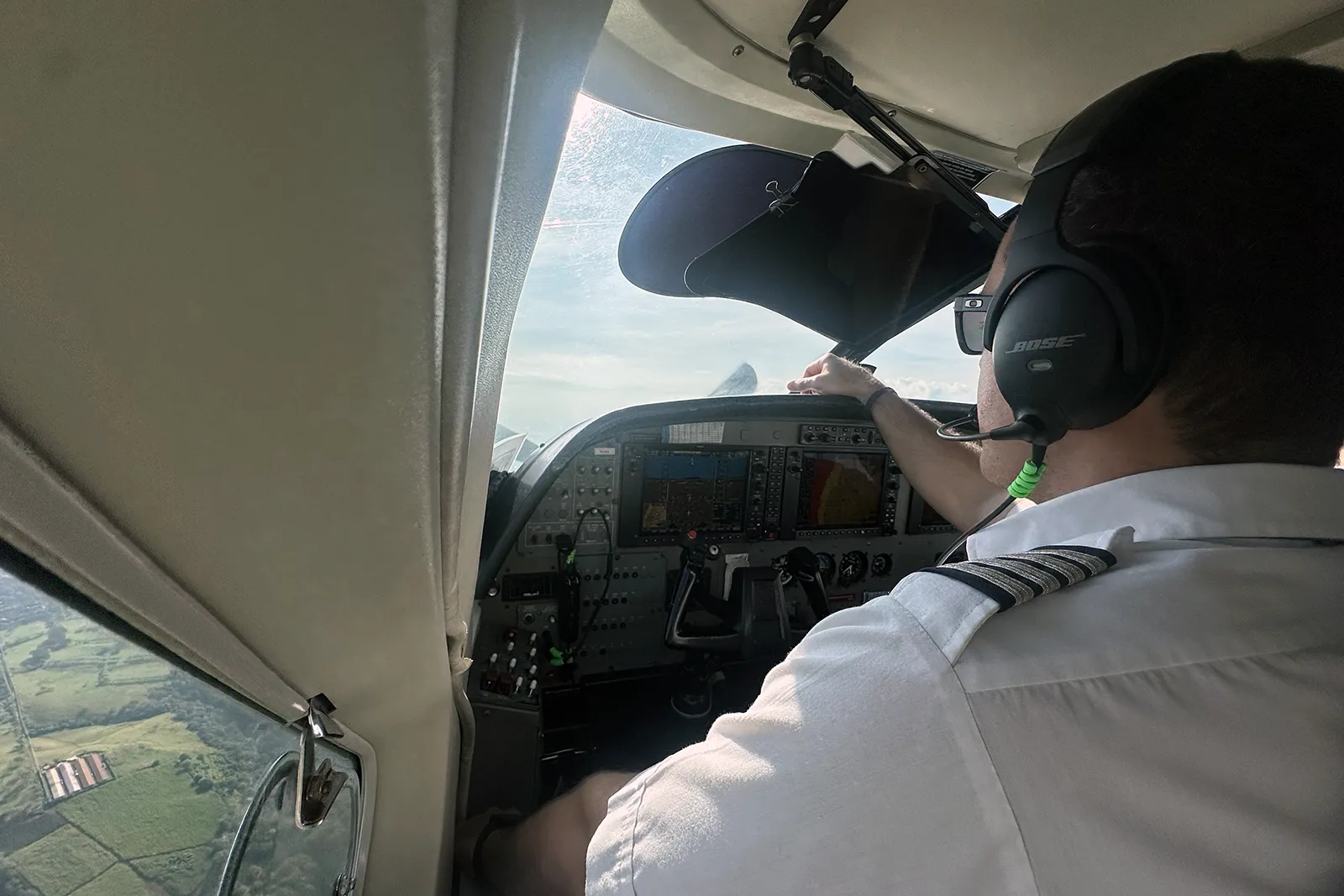 Looking at airplane instruments from my seat