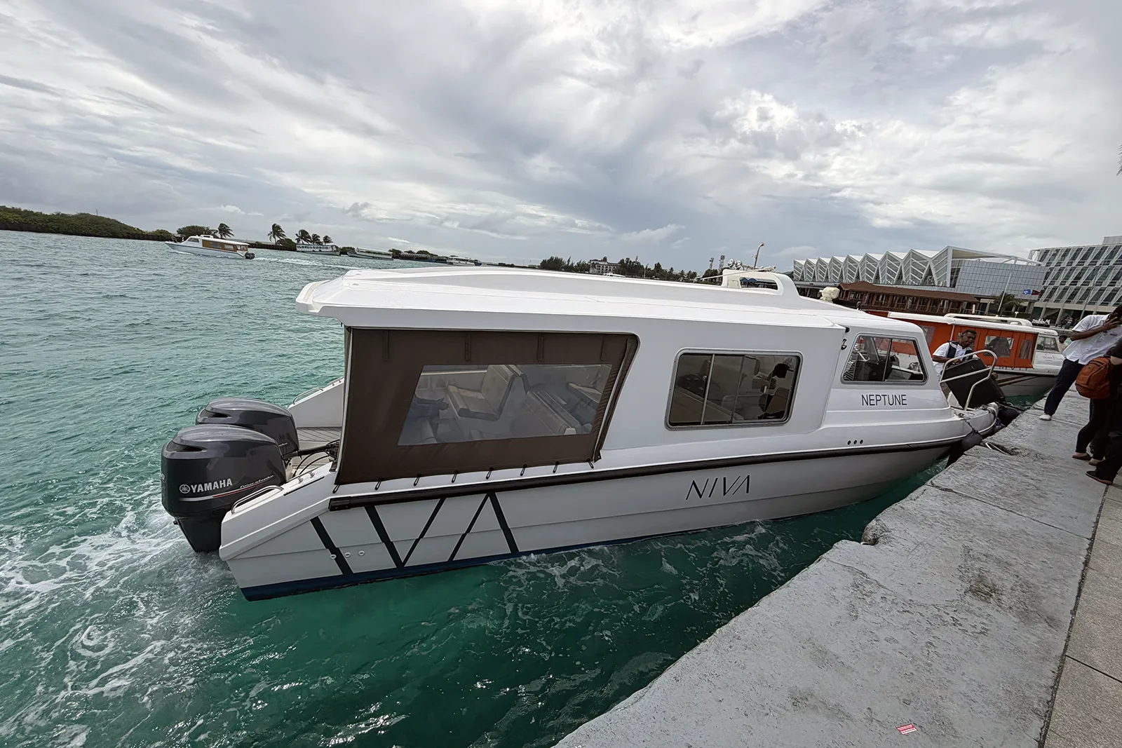 Niva Kurumba Maldives speedboat at the airport jetty