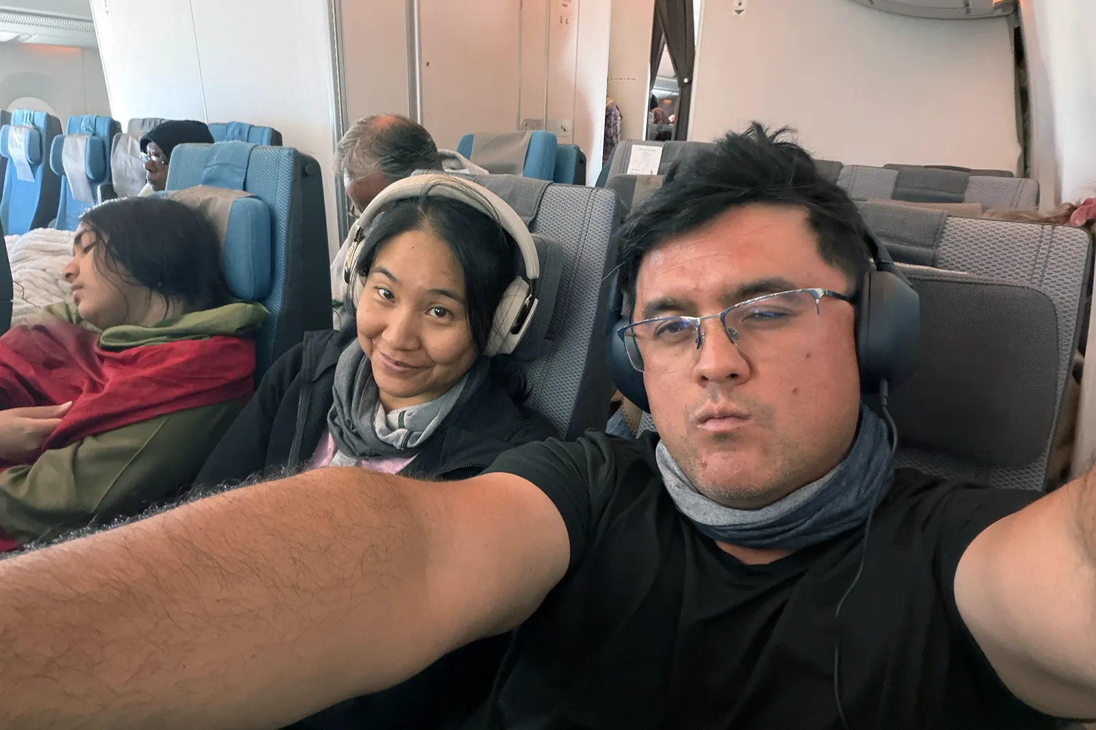 Yeison after more than 12 hours on an airplane