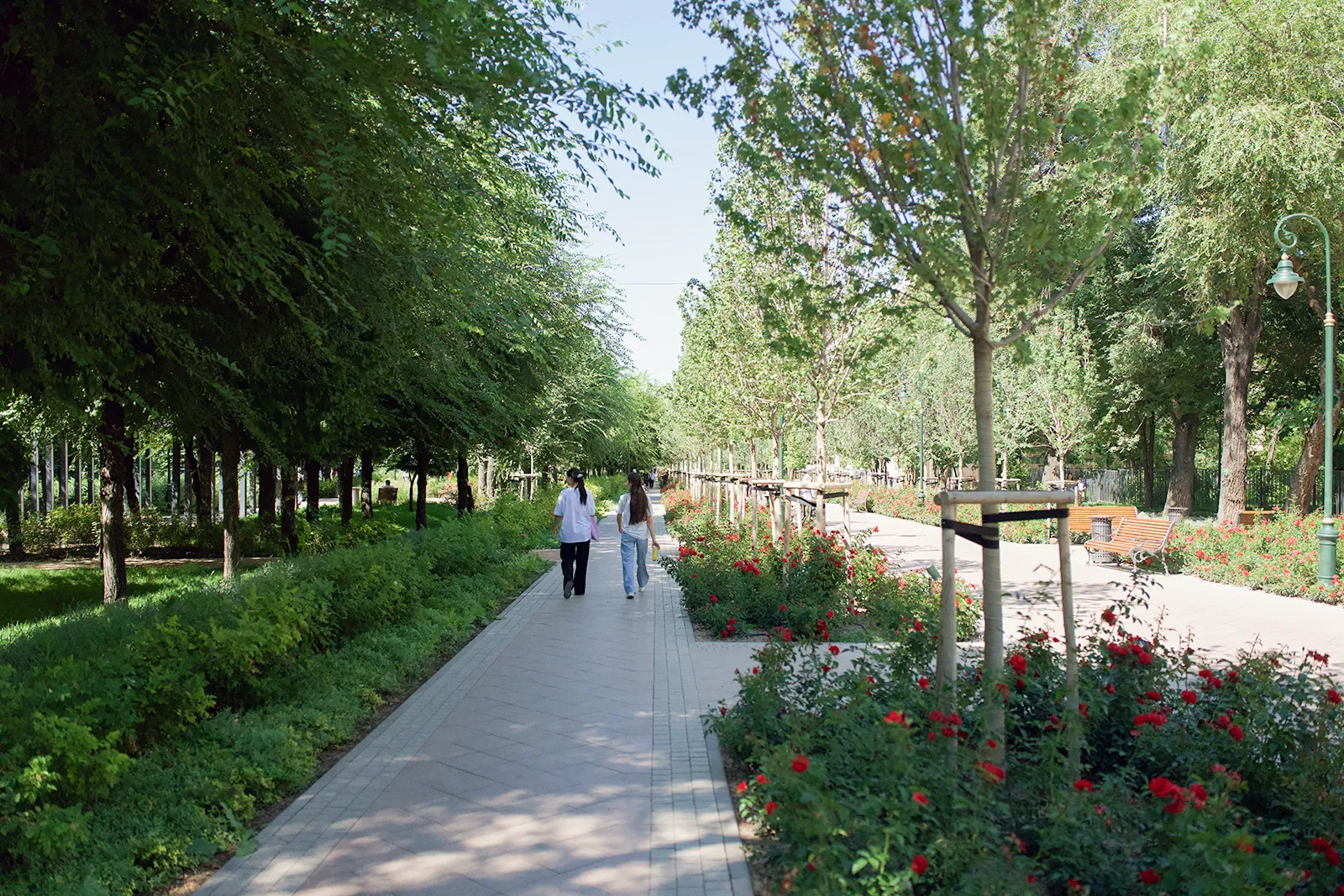 Walking through the parks of central Almaty